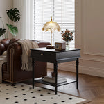 Chic Black Tea Table with Storage Drawer | Stylish Side Table for Living Room Decor hmz-4963