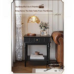 Chic Black Tea Table with Storage Drawer | Stylish Side Table for Living Room Decor hmz-4963