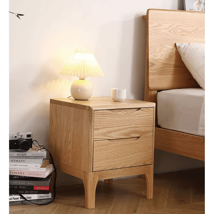Elegant Oak Wood Bedside Cupboard - Natural Finish for Stylish Bedrooms hmzj-799