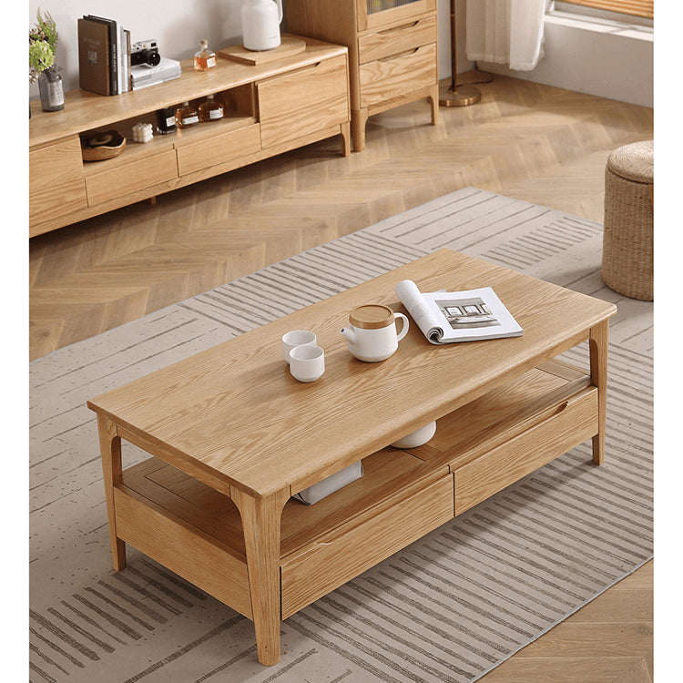 Elegant Oak Wood Tea Table - Natural Finish for Modern Living Rooms hmzj-801