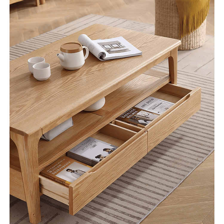 Elegant Oak Wood Tea Table - Natural Finish for Modern Living Rooms hmzj-801