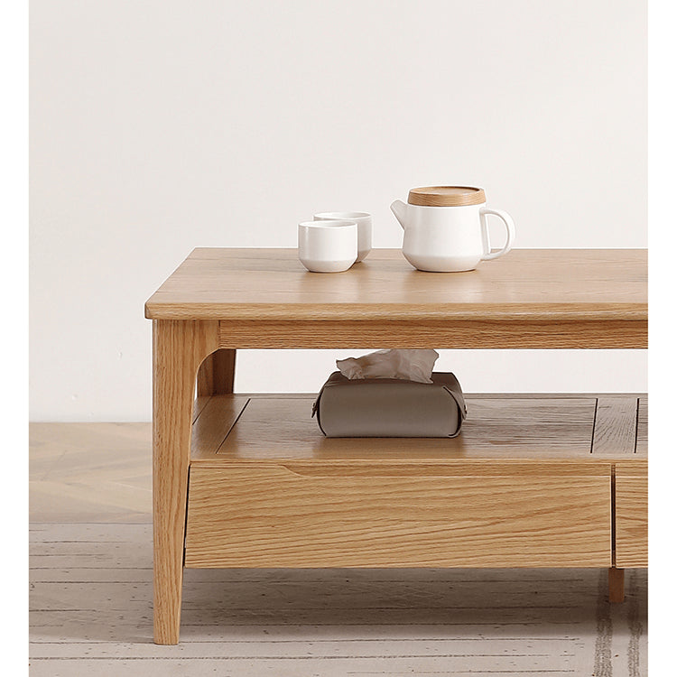 Elegant Oak Wood Tea Table - Natural Finish for Modern Living Rooms hmzj-801