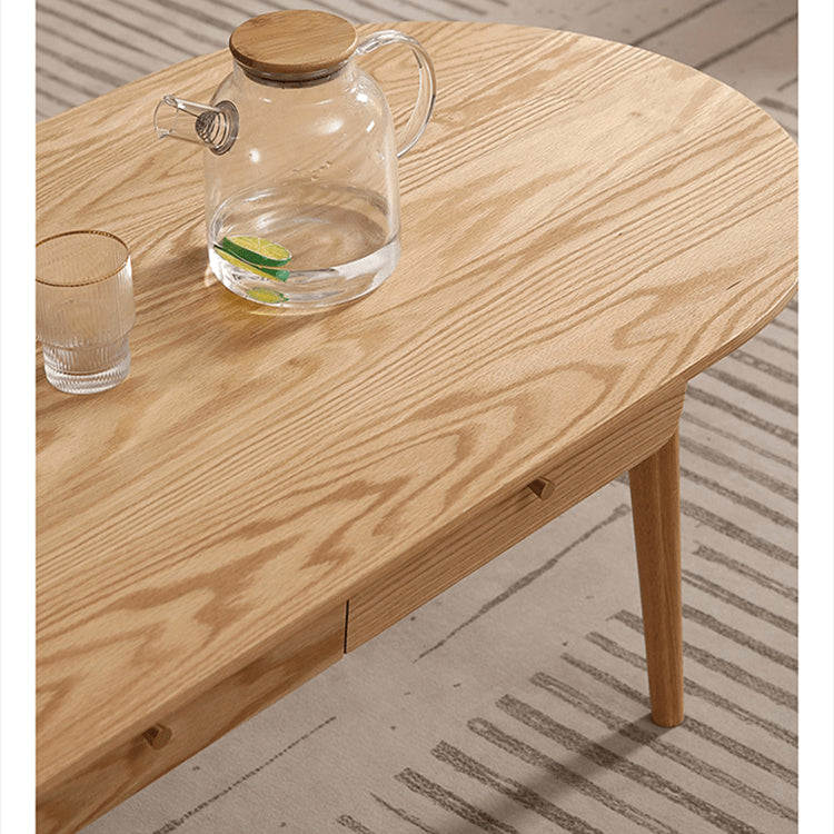 Elegant Oak Wood Tea Table with Copper Accents - Natural Wood Finish hmzj-802