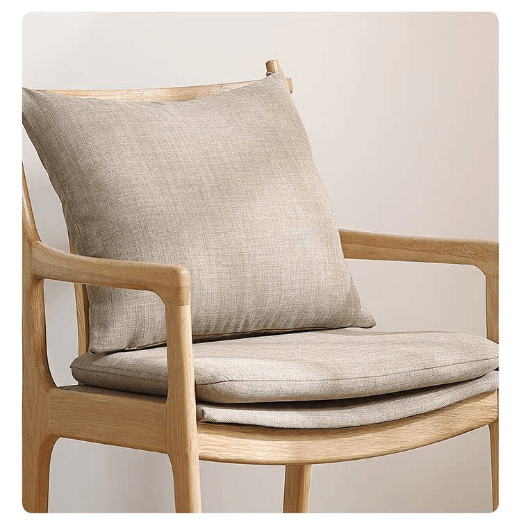 Elegant Light Brown Oak Wood Chair with Cotton & Linen Upholstery and Foam Padding hmzj-807