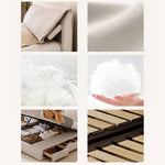 Luxurious Beige and Light Gray Cotton Sofa with Faux Leather Accents and Pine Wood Frame hmzsh-1269