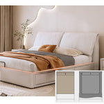 Luxurious Beige and Light Gray Cotton Sofa with Faux Leather Accents and Pine Wood Frame hmzsh-1269