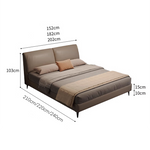 Luxurious Genuine & Faux Leather Down Bed - Light Grey, Beige, Black, Khaki, Dark Brown, Orange hmzsh-1542