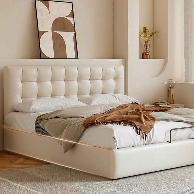 Luxurious Beige Bed - Genuine Leather Elegance or High-Quality Faux Leather Option hmzsh-1546