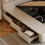 Luxurious Beige Bed - Genuine Leather Elegance or High-Quality Faux Leather Option hmzsh-1546