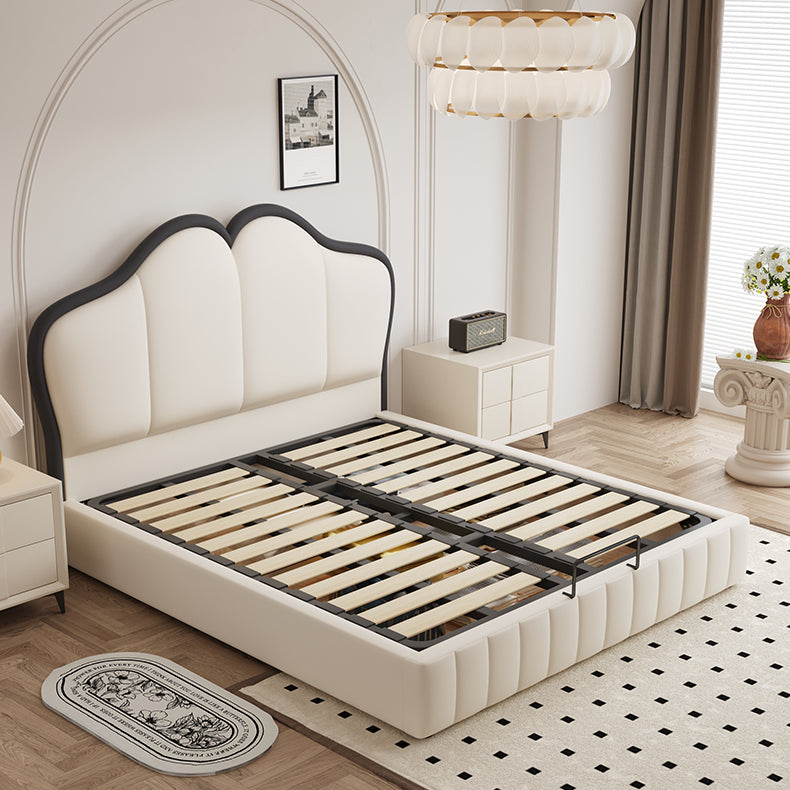 Stylish Beige and Black Faux Leather Bed | Genuine Leather Look-alike hmzsh-1547