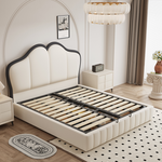 Stylish Beige and Black Faux Leather Bed | Genuine Leather Look-alike hmzsh-1547