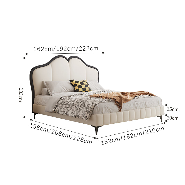 Stylish Beige and Black Faux Leather Bed | Genuine Leather Look-alike hmzsh-1547
