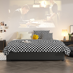 Luxurious Black Faux Leather Bed Frame - Elegant & Stylish Design hmzsh-1548