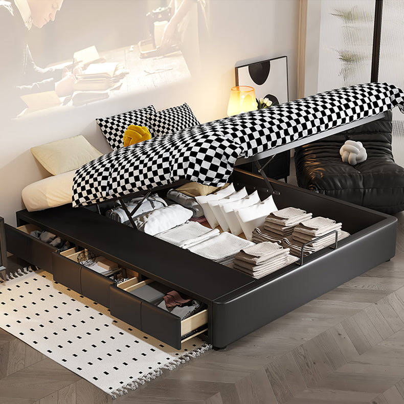 Luxurious Black Faux Leather Bed Frame - Elegant & Stylish Design hmzsh-1548