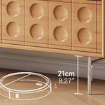 Modern TV Stand with Beech and Glass Finish - Stylish Entertainment Center with Metal and Stainless Steel Accents hns-4116