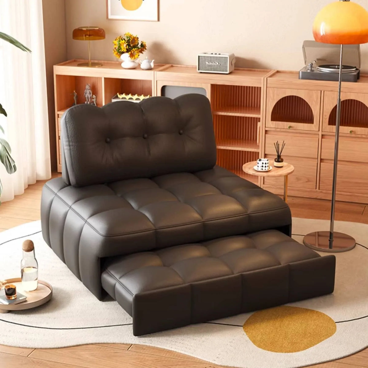 Luxury Faux Leather Sofa with Ash Wood and Carbon Steel Accents - Modern Elegance for Your Living Room hns-4117