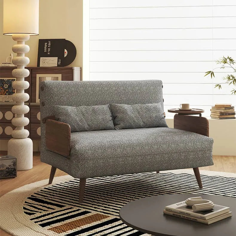 Modern Ash Wood Sofa with Cotton Linen Upholstery - Elegant Living Room Accent Chair hns-4118