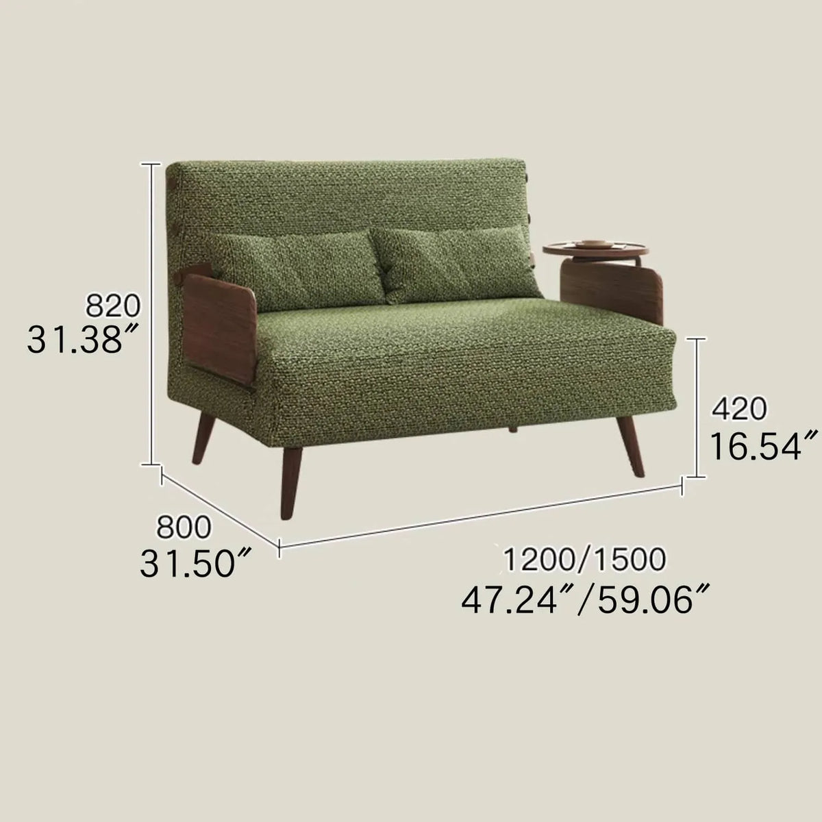 Modern Ash Wood Sofa with Cotton Linen Upholstery - Elegant Living Room Accent Chair hns-4118