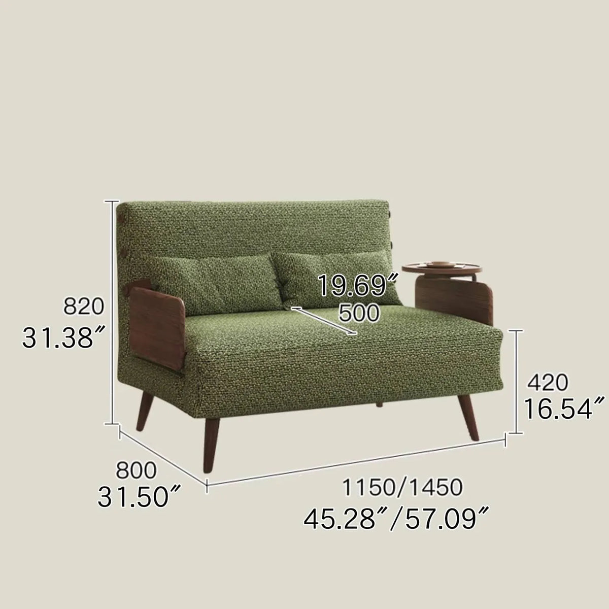 Modern Ash Wood Sofa with Cotton Linen Upholstery - Elegant Living Room Accent Chair hns-4118