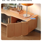 Stylish Beech Wood & Glass TV Stand with Modern Wave Design, Perfect for Living Room Decor hns-4122