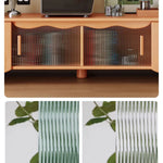 Stylish Beech Wood & Glass TV Stand with Modern Wave Design, Perfect for Living Room Decor hns-4122