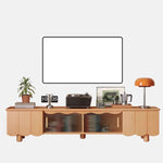 Stylish Beech Wood & Glass TV Stand with Modern Wave Design, Perfect for Living Room Decor hns-4122