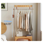 Stylish Beech Wood & Stainless Steel Coat Rack with Glass Shelf Storage hns-4124