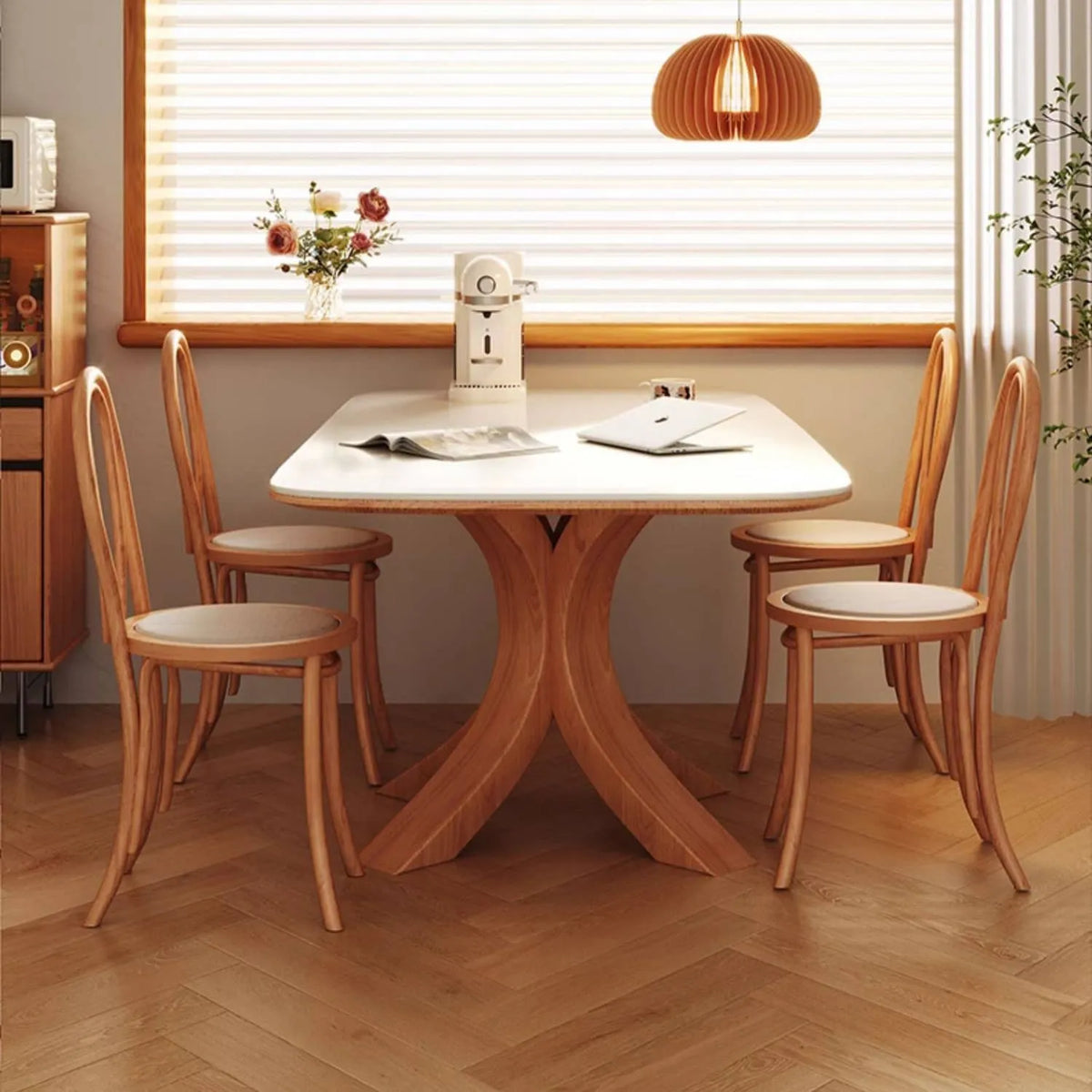 Modern Sintered Stone Dining Table with Ash Wood Legs and Plywood Base for Elegant Interiors hns-4125