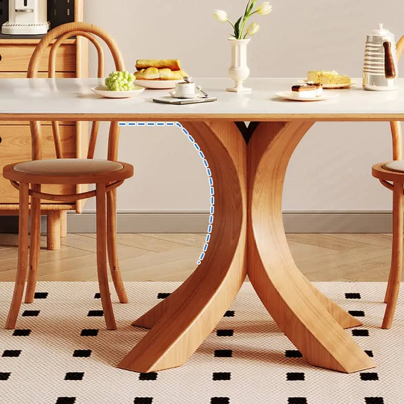 Modern Sintered Stone Dining Table with Ash Wood Legs and Plywood Base for Elegant Interiors hns-4125