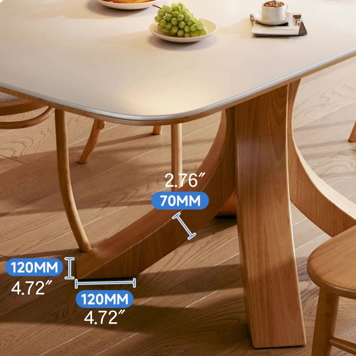 Modern Sintered Stone Dining Table with Ash Wood Legs and Plywood Base for Elegant Interiors hns-4125