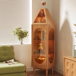 Elegant Beech Wood & Tempered Glass Display Cabinet for Modern Interiors hns-4127