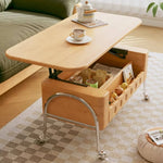 Stylish Beech Wood Coffee Table with Stainless Steel Legs – Modern Home Accent Furniture hns-4128