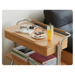 Stylish Multi-Purpose Storage Rack with Beech Wood & Stainless Steel Finish hns-4129