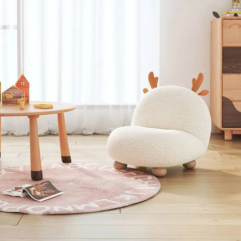 Cozy Deer Antler Sofa Chair - Plush Velvet & Wooden Base for Kids Room Decor hns-4130