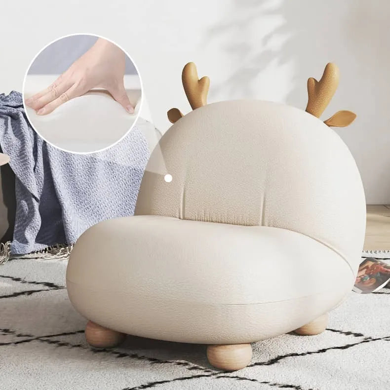 Cozy Deer Antler Sofa Chair - Plush Velvet & Wooden Base for Kids Room Decor hns-4130