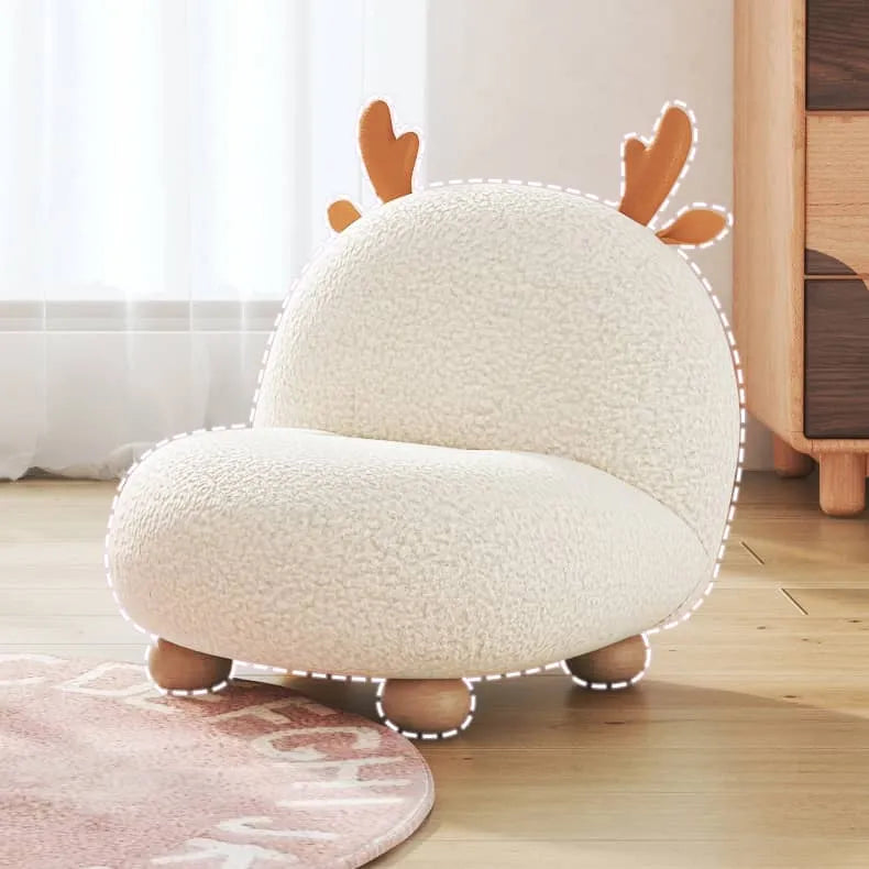 Cozy Deer Antler Sofa Chair - Plush Velvet & Wooden Base for Kids Room Decor hns-4130