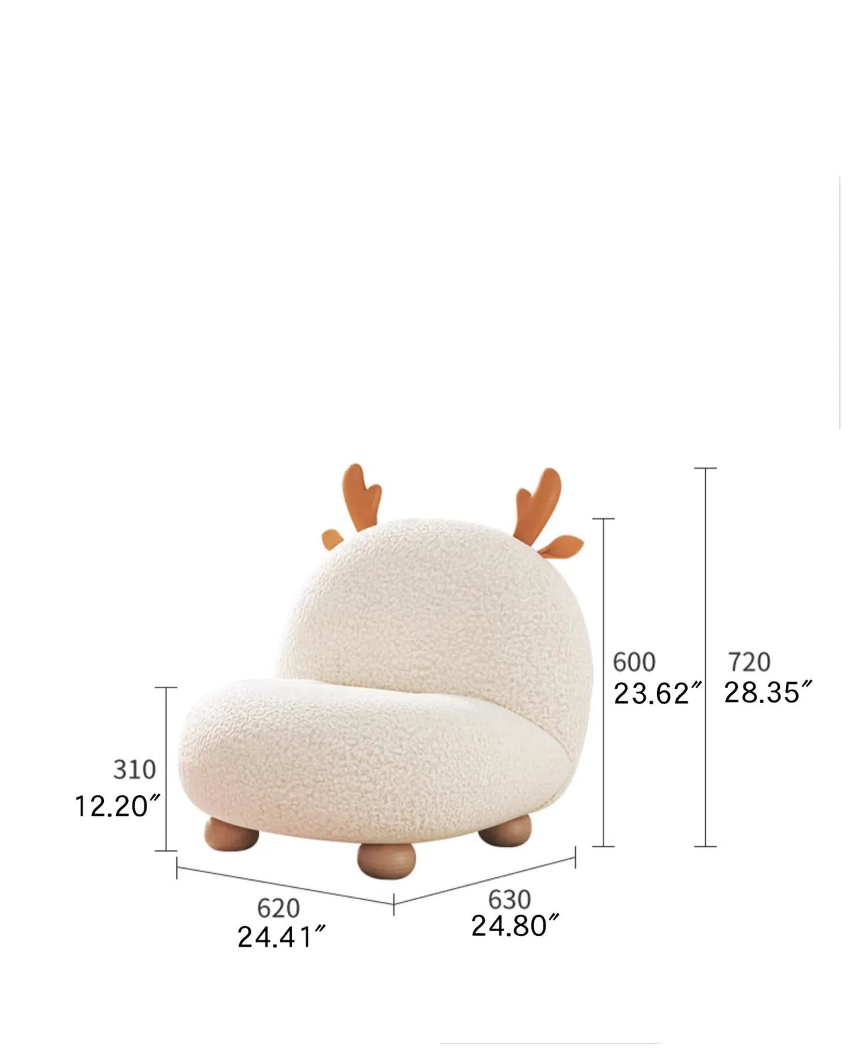 Cozy Deer Antler Sofa Chair - Plush Velvet & Wooden Base for Kids Room Decor hns-4130