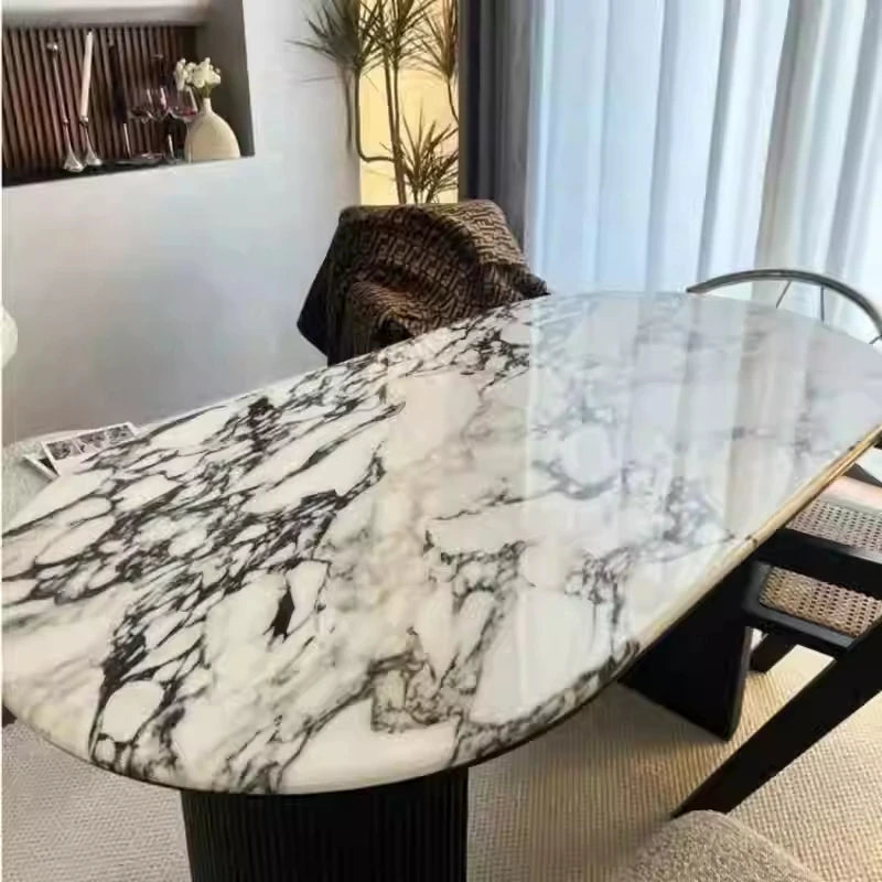 Modern Sintered Stone Dining Table with Marble Finish - Stylish Multi-layer Board Design for Elegant Dining Experiences hny-5221