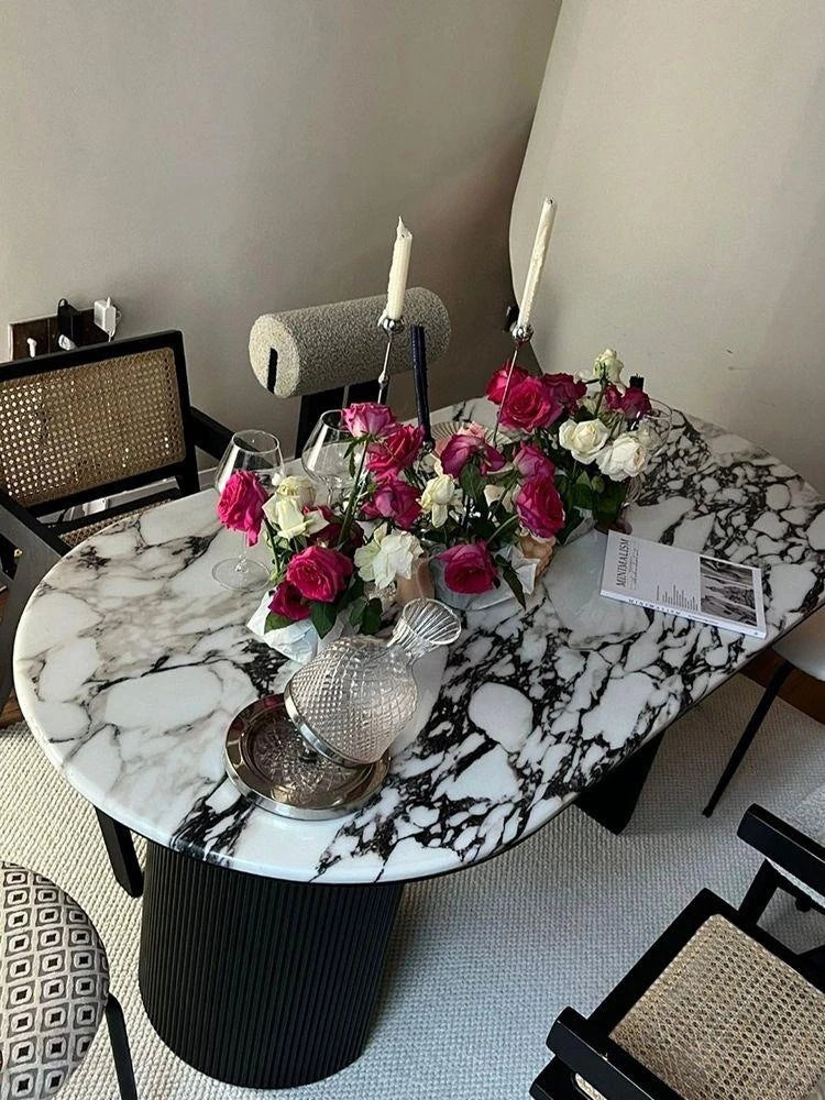 Modern Sintered Stone Dining Table with Marble Finish - Stylish Multi-layer Board Design for Elegant Dining Experiences hny-5221