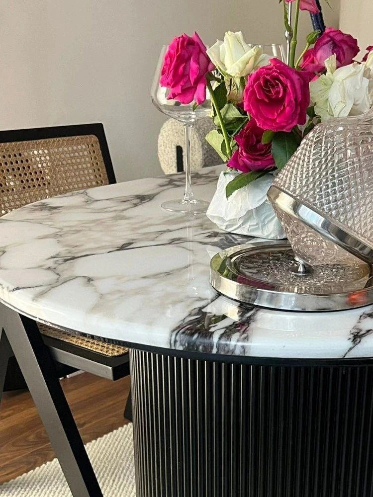 Modern Sintered Stone Dining Table with Marble Finish - Stylish Multi-layer Board Design for Elegant Dining Experiences hny-5221