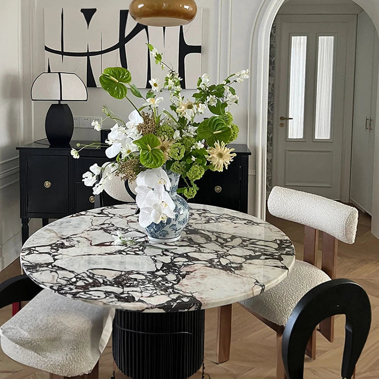 Elegant Sintered Stone Round Dining Table - Luxurious Multi-Layer Design for Modern Interiors hny-5223