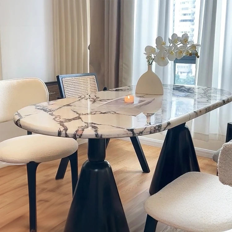 Elegant Multi-Layer Board Dining Table with Sintered Stone Top – Modern Round Design for Stylish Dining Spaces hny-5225