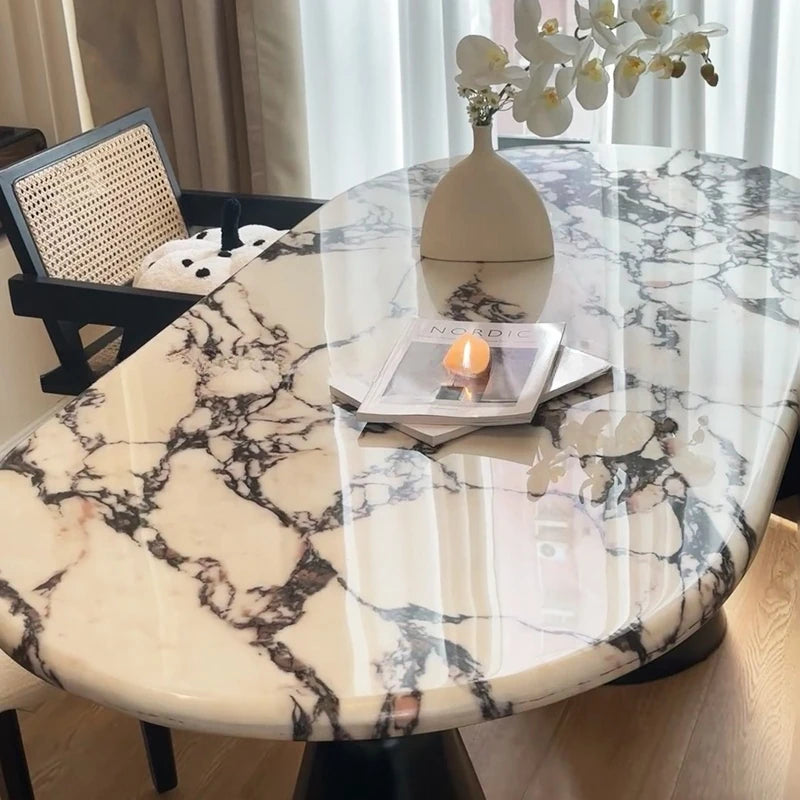 Elegant Multi-Layer Board Dining Table with Sintered Stone Top – Modern Round Design for Stylish Dining Spaces hny-5225