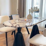 Elegant Multi-Layer Board Dining Table with Sintered Stone Top – Modern Round Design for Stylish Dining Spaces hny-5225