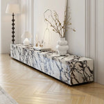 Elegant Sintered Stone & Solid Wood TV Stand - Modern Marble Design for Stylish Living Spaces hny-5229