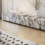 Elegant Sintered Stone & Solid Wood TV Stand - Modern Marble Design for Stylish Living Spaces hny-5229