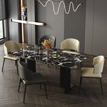 Stylish Sintered Stone Dining Table with Stainless Steel Legs - Modern Multi-Layer Design for Elegant Dining Spaces hny-5230