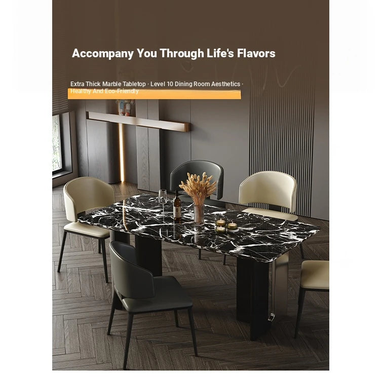 Stylish Sintered Stone Dining Table with Stainless Steel Legs - Modern Multi-Layer Design for Elegant Dining Spaces hny-5230
