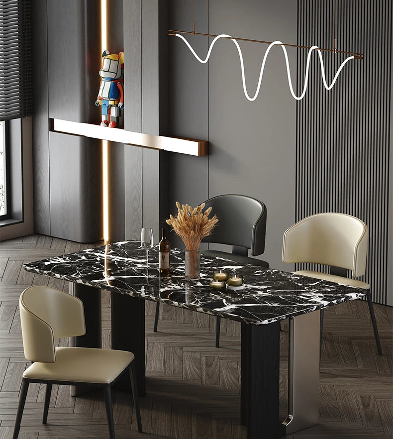 Stylish Sintered Stone Dining Table with Stainless Steel Legs - Modern Multi-Layer Design for Elegant Dining Spaces hny-5230