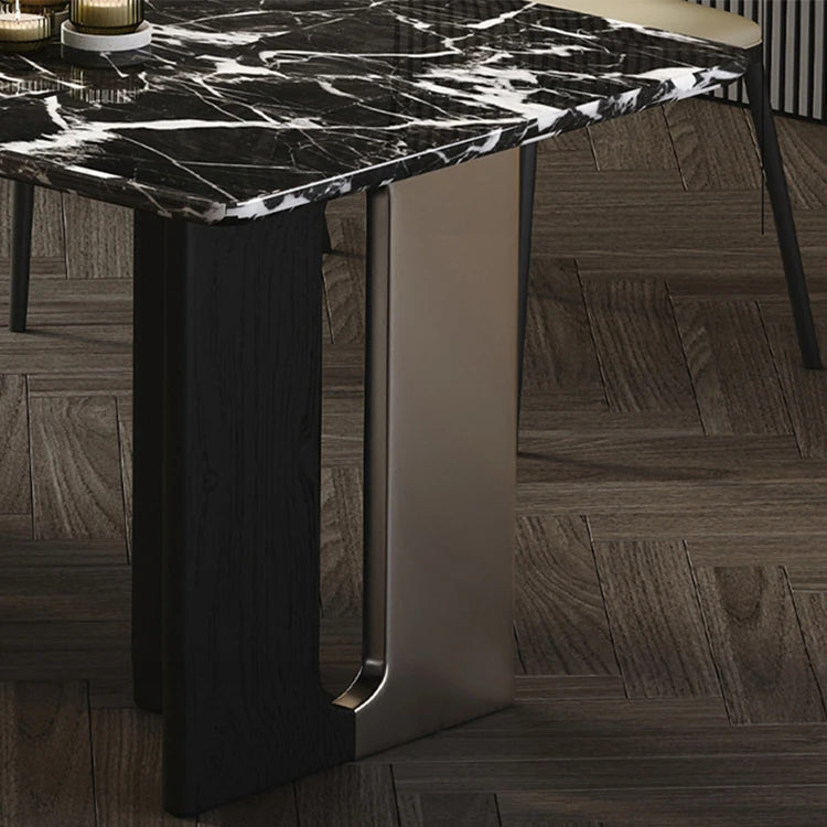Stylish Sintered Stone Dining Table with Stainless Steel Legs - Modern Multi-Layer Design for Elegant Dining Spaces hny-5230